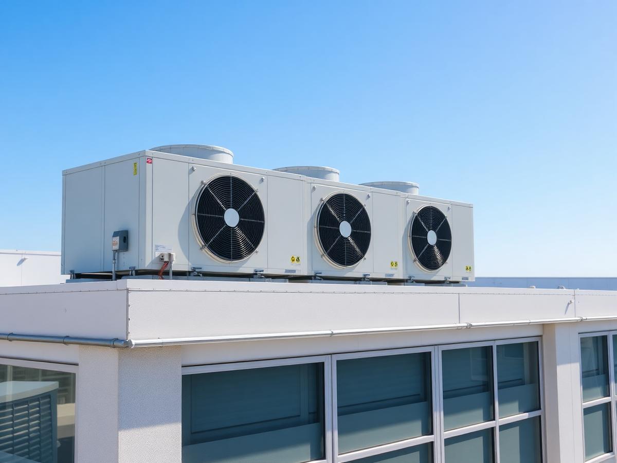 Equipamentos de climatização comercial instalados em edifício